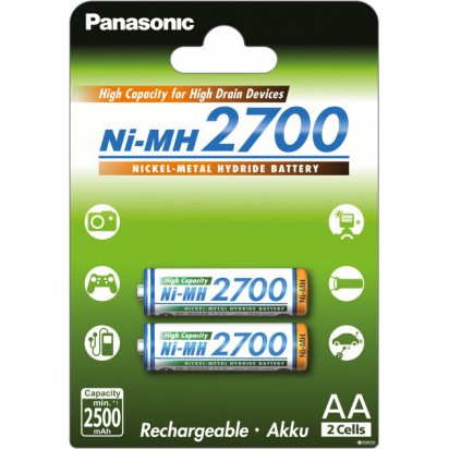 Аккумуляторы АА Panasonic NiMH 2700 mA 2шт