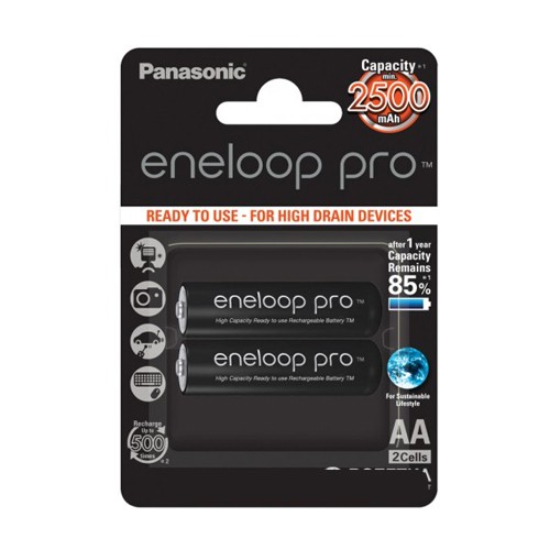 Аккумуляторы Panasonic Eneloop Pro AA 2450mAh 2BP(BK-3HCDE/2BE) 2шт