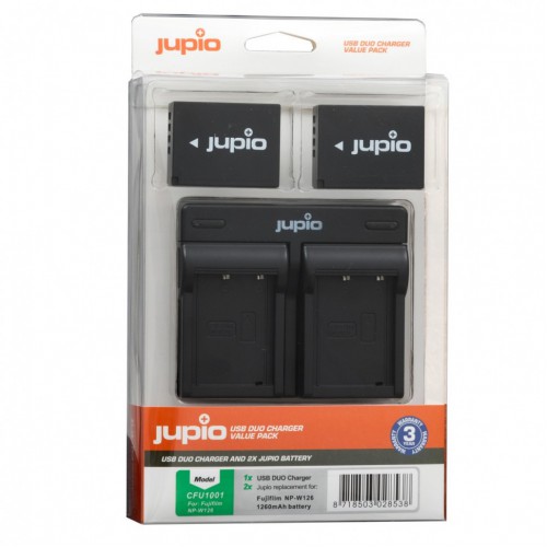 Jupio Kit: 2x Battery NP-W126 + USB Duo Charger для Fujifilm