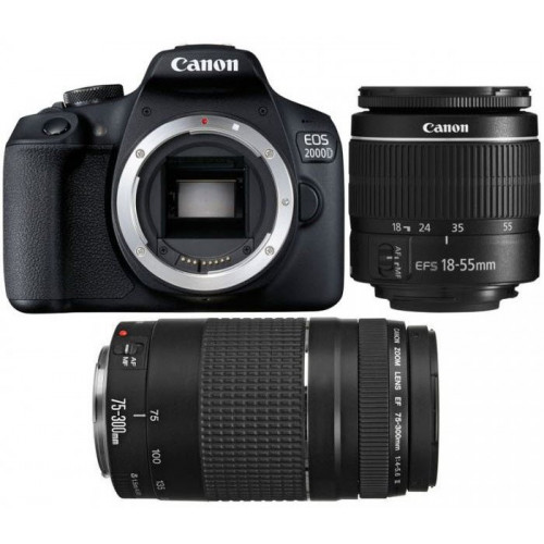 Фотоаппарат Canon 2000D Double DC kit EF-S 18-55mm f/3.5-5.6 IS II + EF 75-300 f/4-5.6 III