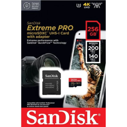 Карта памяти SanDisk Extreme Pro microSDXC UHS-I 256GB 200Mb/s
