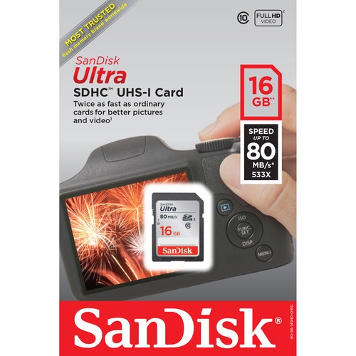 Карта памяти SanDisk Ultra SDHC UHS 16Gb 80 MB/s