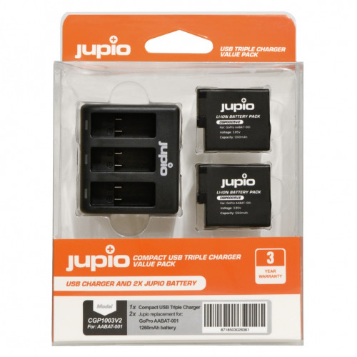 Набор Jupio для GoPro HERO5/6/7 AABAT-001  2x Battery + Compact USB Triple Charger