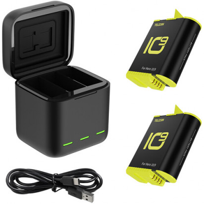 Зарядное устройство + 2 аккумулятора TELESIN GP-BNC-901-B 2 Batteries + Charger Box Kit for GoPro HERO12/11/10/9