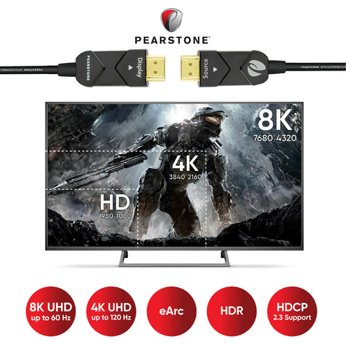 Кабель Pearstone 8K Hybrid Optical Full HDMI to Full HDMI 100' / 30.5 m