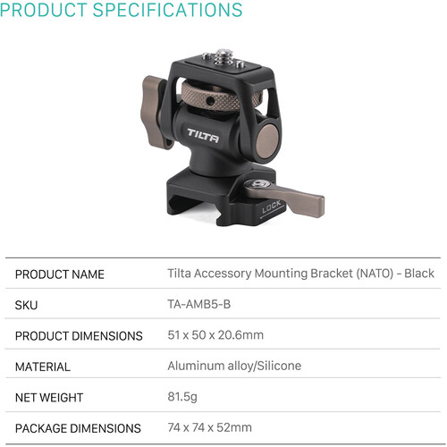 Держатель монитора Tilta Accessory Mounting Bracket (1/4"-20 to NATO) TA-AMB5-B