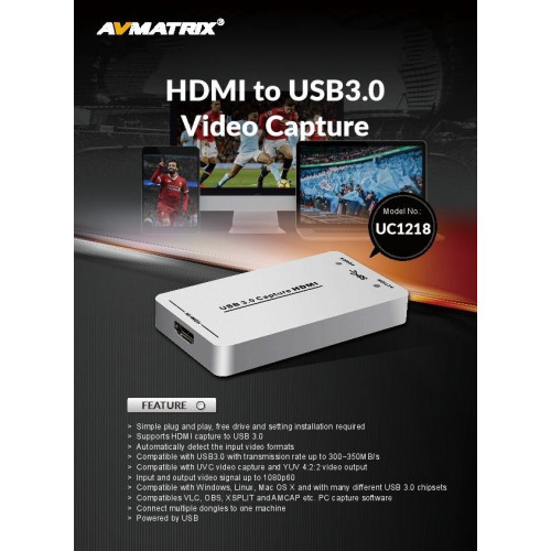 Карта видеозахвата  AVMatrix UC1218 HDMI - USB 3.0